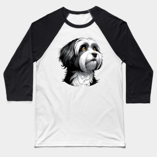 Stunning and Cool Havanese Monochrome and Gold Portrait for Father's Day Baseball T-Shirt